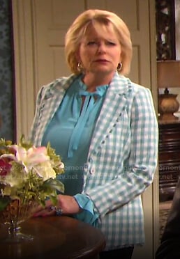 Bonnie’s green gingham tweed blazer on Days of our Lives