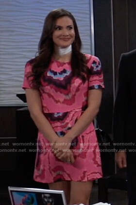Brook lyn’s pink abstract print dress on General Hospital