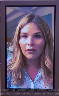 Jenna Bush’s blue floral blouse on The Kelly Clarkson Show