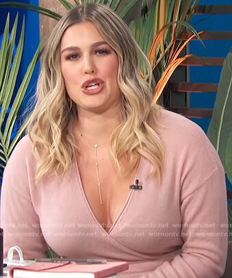 Carissa’s pink knit wrap top on E! News Daily Pop