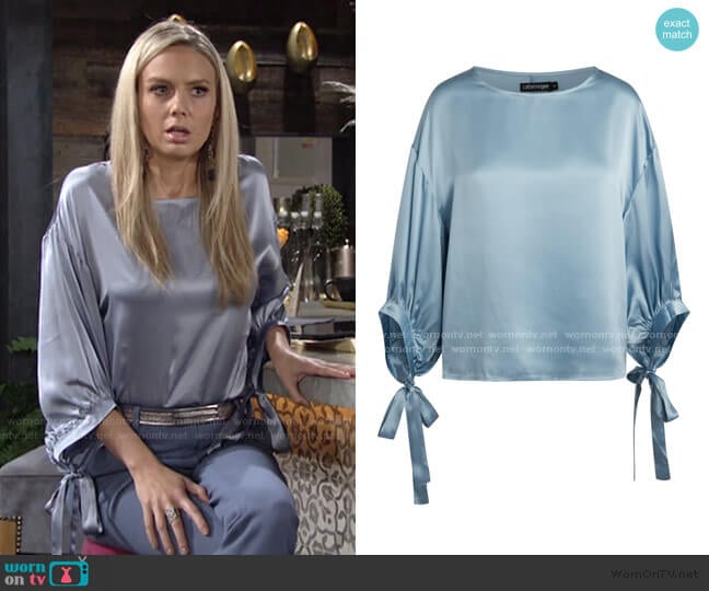 Constance Three-Quarter Tie Sleeve Blouse by Catherine Gee worn by Abby Newman (Melissa Ordway) on The Young and the Restless