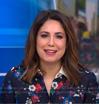 Cecilia’s navy floral print blouse on Good Morning America