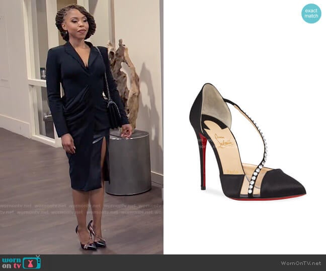 Christian Louboutin Krystal Cross Embellished Pumps worn by Andrea Barnes (Kj Smith) on Tyler Perrys Sistas