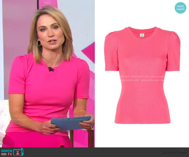 Julie fitted T-shirt by Cinq a Sept worn by Amy Robach on Good Morning America