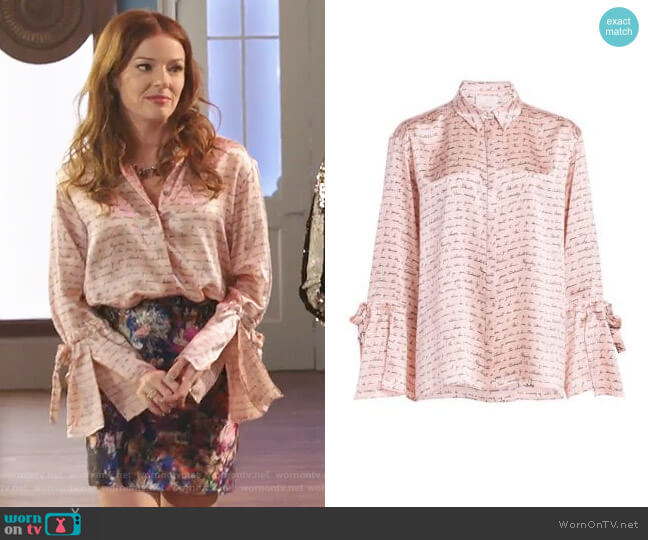 Cinq a Sept Elisia Blouse worn by Rose Monreaux (Aubrey Dollar) on Filthy Rich