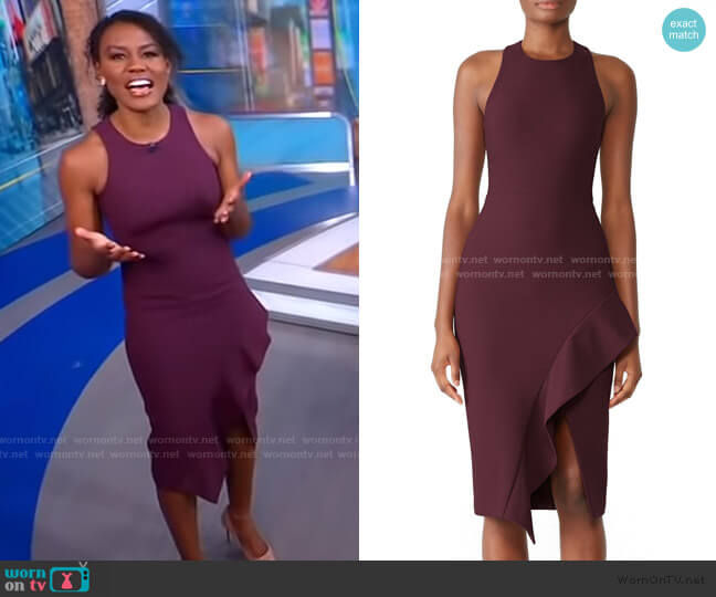 WornOnTV: Janai’s burgundy ruffle hem dress on Good Morning America ...