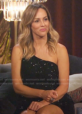Clare’s black beaded one-shoulder dress on The Bachelorette