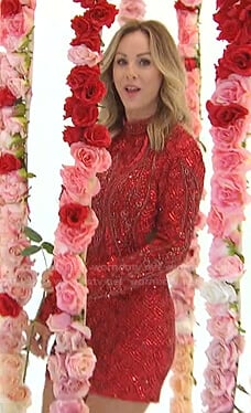 Clare's red beaded mini dress on The Bachelorette