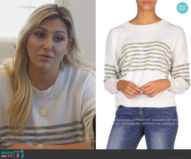 Rainbow Stripe Sweater by Elan worn by Gina Kirschenheiter  on The Real Housewives of Orange County