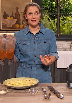 Drew’s denim jumpsuit on The Drew Barrymore Show