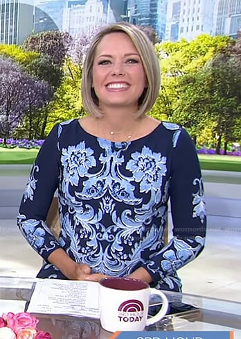 WornOnTV: Dylan’s blue floral long sleeve dress on Today | Dylan Dreyer ...