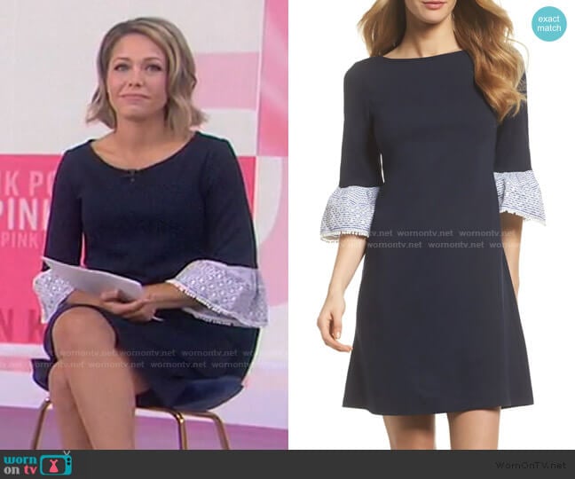 WornOnTV: Dylan’s navy embroidered cuff dress on Today | Dylan Dreyer ...