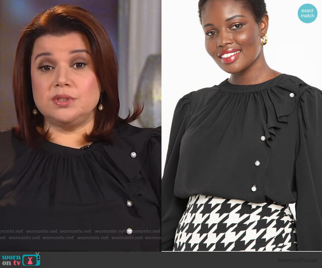 Blouse with Pearls by Eloquii worn by Ana Navarro on The View