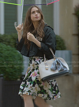 WornOnTV: Camille's graffiti print jacket and bag on Emily in