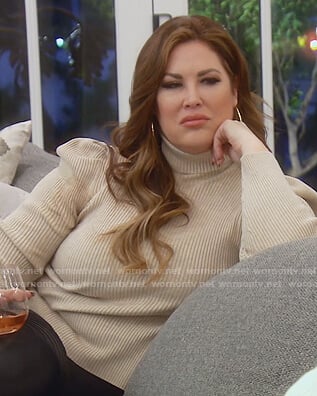 Emily’s beige turtleneck sweater on The Real Housewives of Orange County