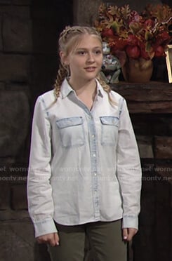 Faith's bleached chambray shirt  on The Young and the Restless