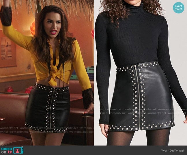 Forever 21 Studded Faux Leather Mini Skirt worn by Ginger Sweet (Melia Kreiling) on Filthy Rich