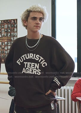 Fraser's brown Futuristic Teenagers print sweatshirt on We Are Who We Are
