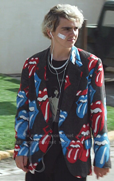Fraser’s Rolling Stone logo print jacket on We Are Who We Are