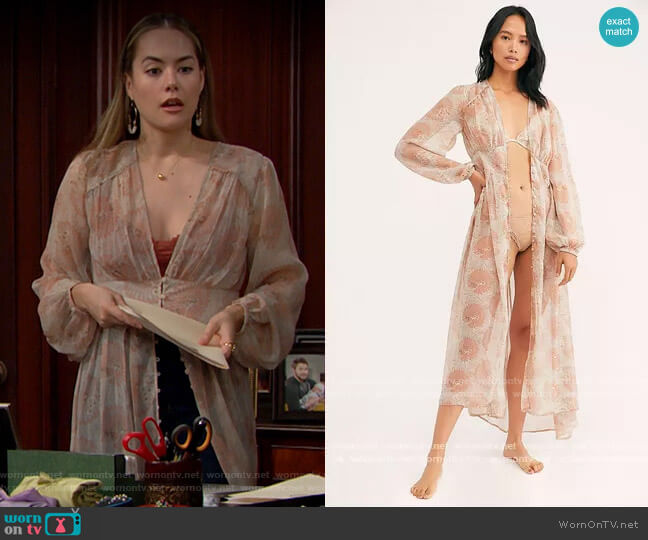 Valerie Duster by Free People worn by Hope Logan (Annika Noelle) on The Bold & the Beautiful