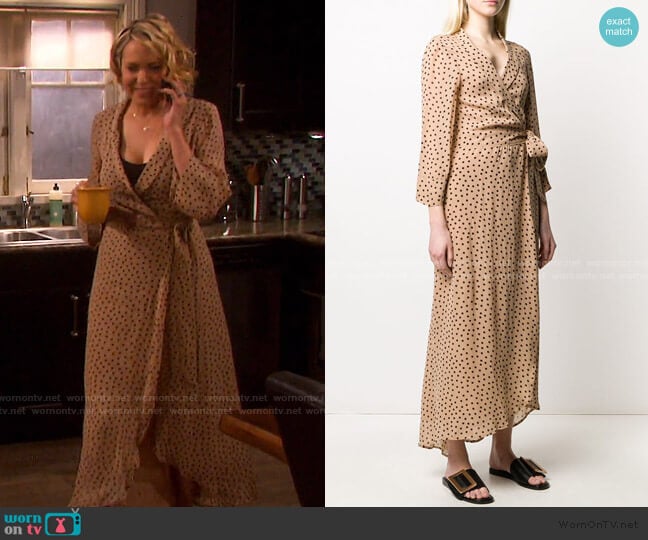 Georgette Crepe Polka Dot Dress by Ganni worn by Nicole Walker (Arianne Zucker) on Days of our Lives