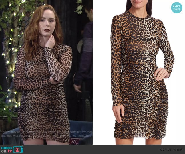 Leopard Print Mesh Dress by Ganni worn by Mariah Copeland (Camryn Grimes) on The Young and the Restless