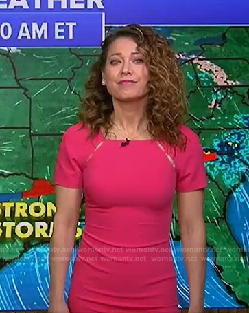 Ginger’s pink cutout short sleeve dress on Good Morning America