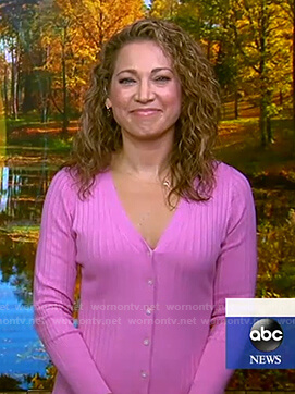 Ginger’s pink ribbed knit dress on Good Morning America