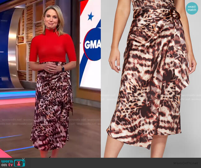 Animal Magic Wrap Skirt by Guess worn by Amy Robach  on Good Morning America