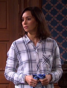 Gwen’s white plaid shirt on Days of our Lives