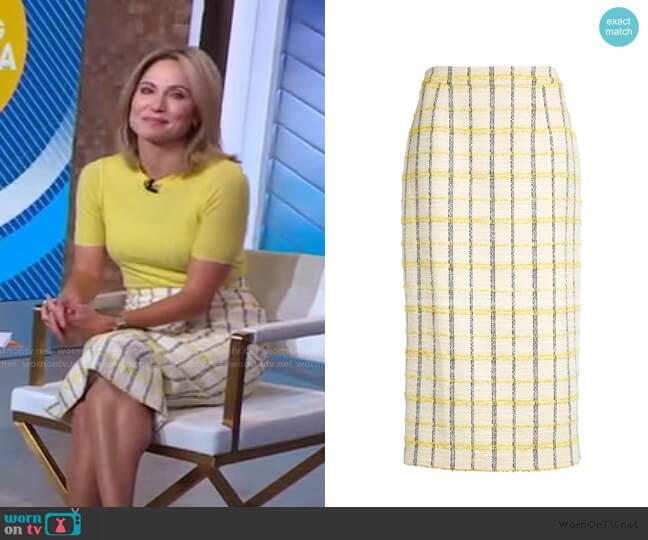 Plaid Tweed Pencil Skirt by Halogen worn by Amy Robach on Good Morning America