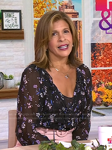 Hoda’s black floral blouse on Today
