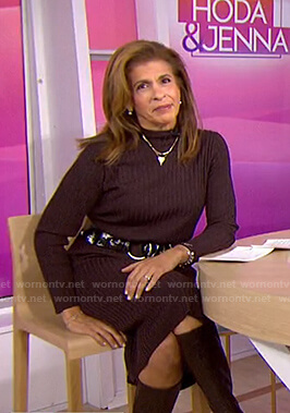 Hoda’s brown ribbed knit dress on Today