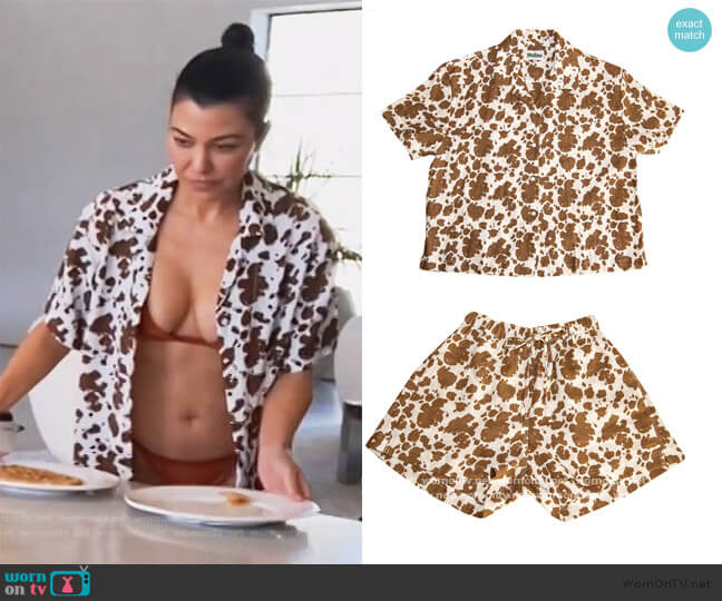 Pyjama Short Set in Cowhide by Holiday the Label worn by Kourtney Kardashian on Keeping Up with the Kardashians