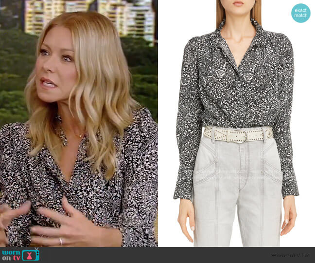 WornOnTV: kelly’s black paisley print blouse on Live with Kelly and ...