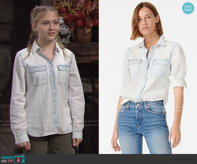 Everyday Chambray Shirt in Bleached-Out Wash by J. Crew worn by Faith Newman (Alyvia Alyn Lind) on The Young and the Restless