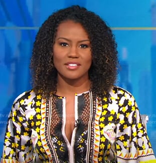 Janai’s mixed print midi dress on Good Morning America