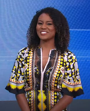 Janai’s mixed print midi dress on Good Morning America