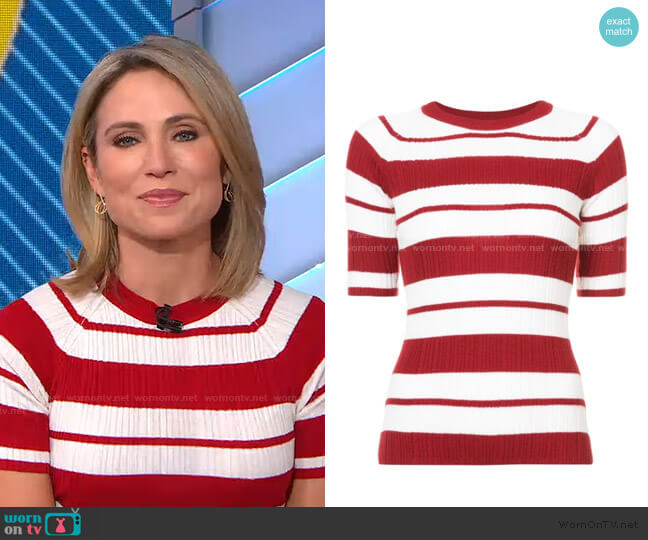 Striped Crewneck Sweater by Jason Wu worn by Amy Robach on Good Morning America