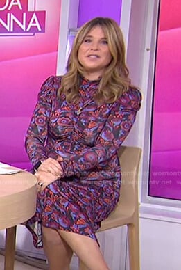 Jenna’s purple floral ruched dress on Today