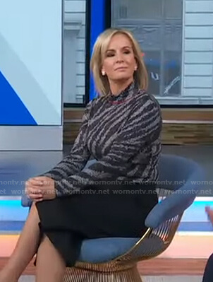 Jennifer Ashton’s grey zebra sweater on Good Morning America