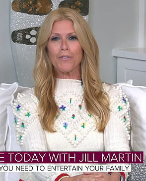 Jill’s white floral embroidered sweater on Today