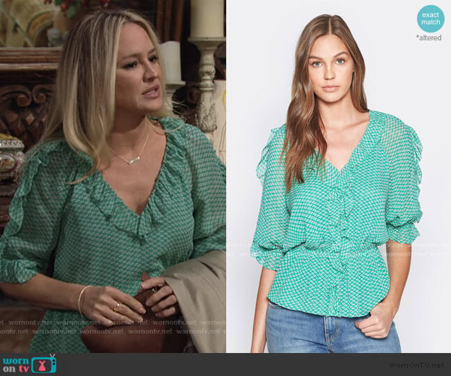 Zaida Silk Top by Joie worn by Sharon Newman (Sharon Case) on The Young and the Restless