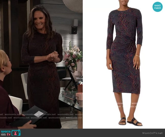 Meika Printed Midi Dress by Joie worn by Lucy Coe (Lynn Herring) on General Hospital