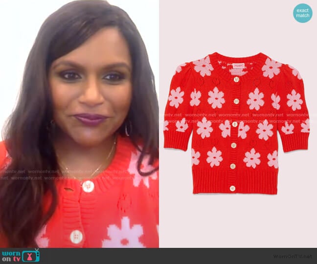 Marker Floral Cardigan by Kate Spade worn by Mindy Kaling on GMA