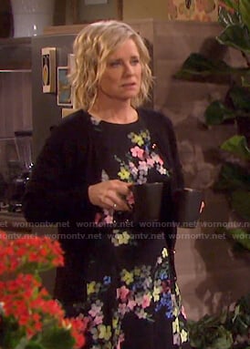 Kayla's black floral dress on Days of our Lives