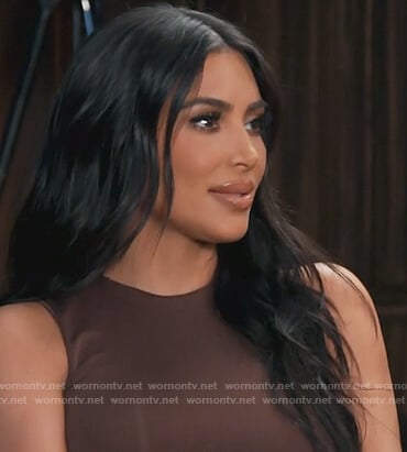 Kim’s brown sleeveless bodysuit on Keeping Up with the Kardashians