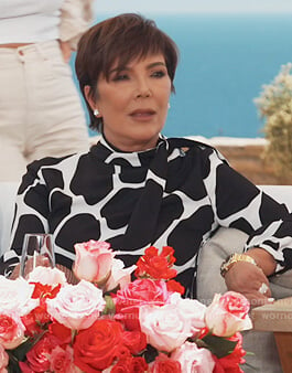 Kris's giraffe print blouse on Keeping Up with the Kardashians