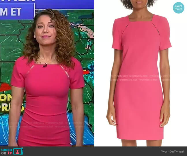 Kristiana Cutout Detail Sheath Dress by Alice + Olivia worn by Ginger Zee on Good Morning America