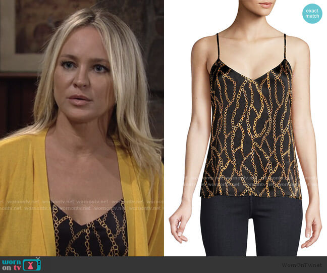 Jane Chain Print Top by L'Agence worn by Sharon Newman (Sharon Case) on The Young and the Restless